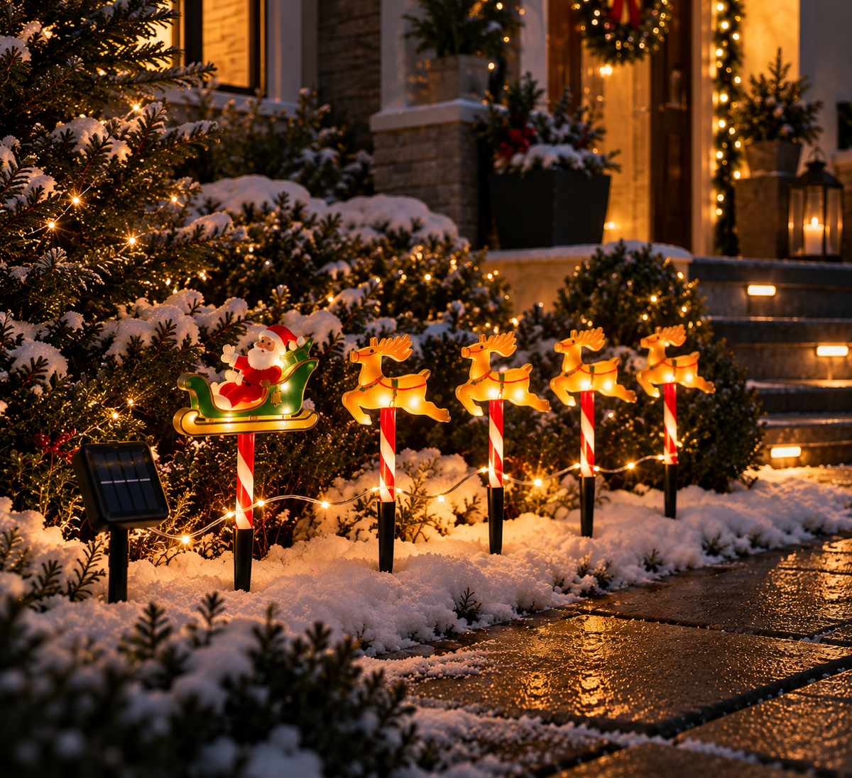 Santa & Reindeer Solar Lights