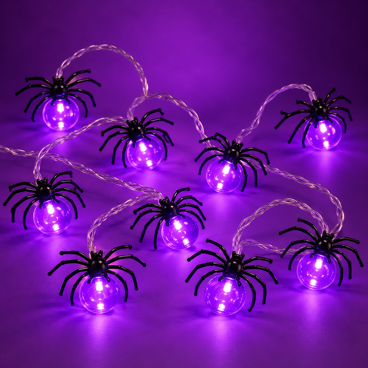 Purple Spider LED String Lights