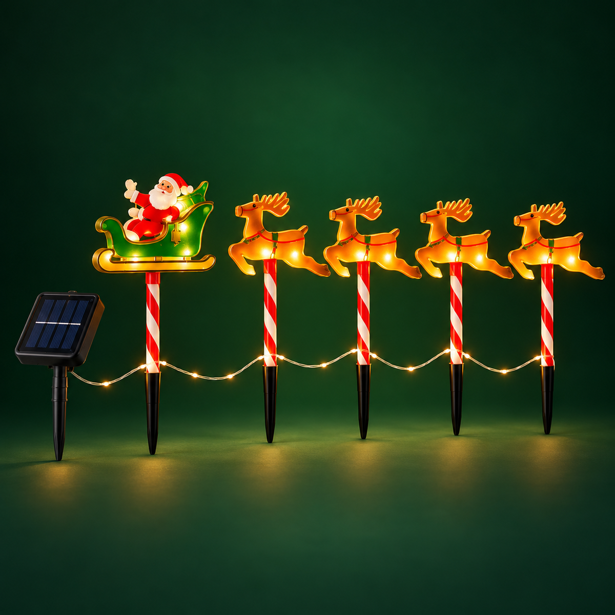 Santa & Reindeer Solar Lights