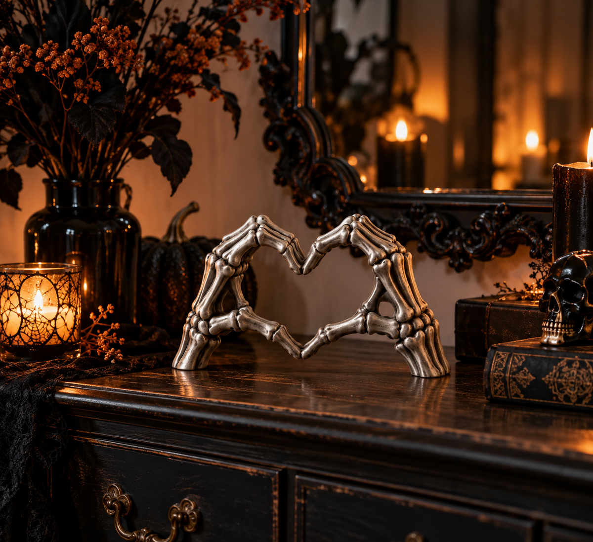 Skeleton Heart – Gothic Decorative Figurine